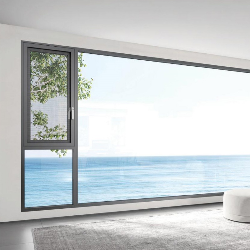 New Popular Modern Design High Quality Double Glazed Glass Heat Insulated Windows Large Bay Window Aluminum Tilt & Turn Casement Window for Living Room Balcony