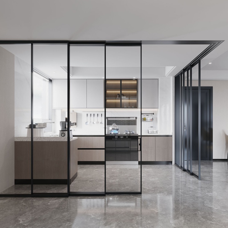 Double Glazing Exterior Aluminum Door Soundproof Patio Glass Sliding Door