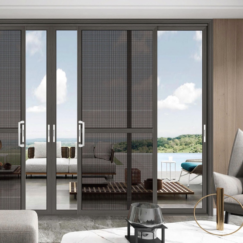 Balcony Patio Exterior Aluminum Door Four Track Smart Electric Glass Sliding Door