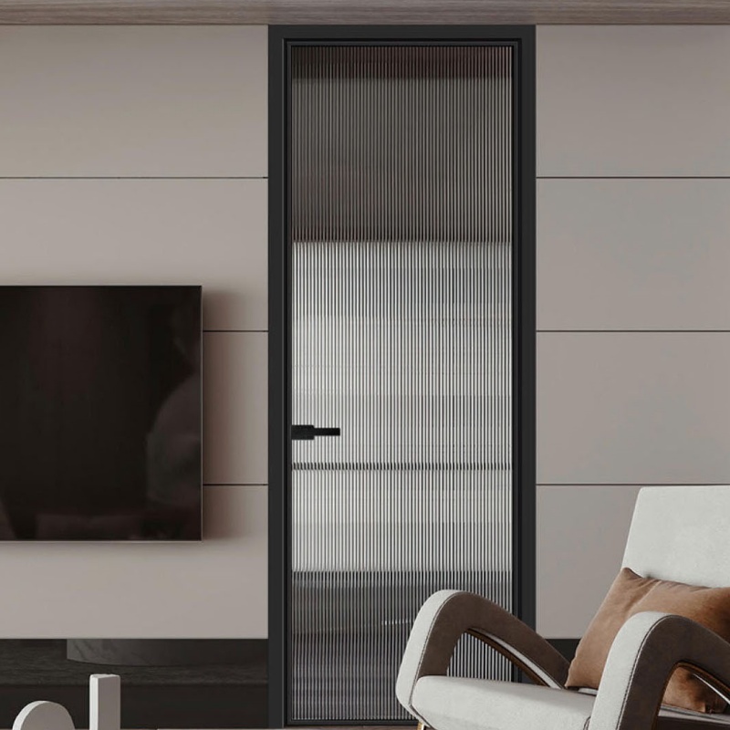 New Design Bathroom Casement Door Double Glazed Aluminum Frame Glass Swing Door