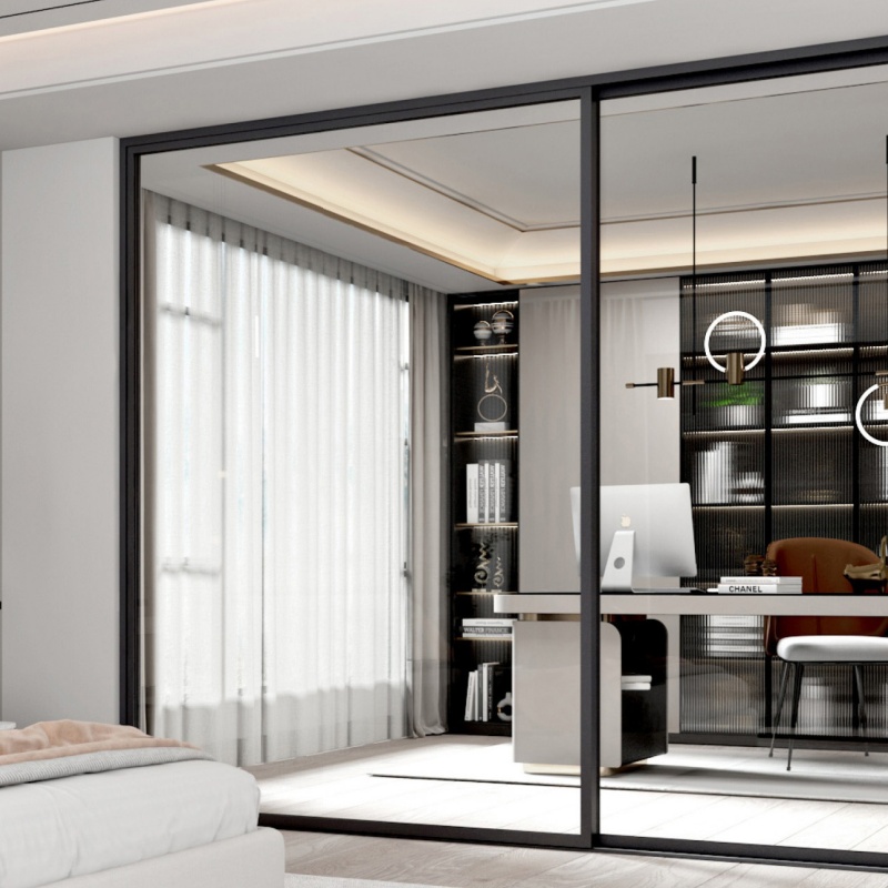 Balcony Patio Exterior Aluminum Door Four Track Smart Electric Glass Sliding Door