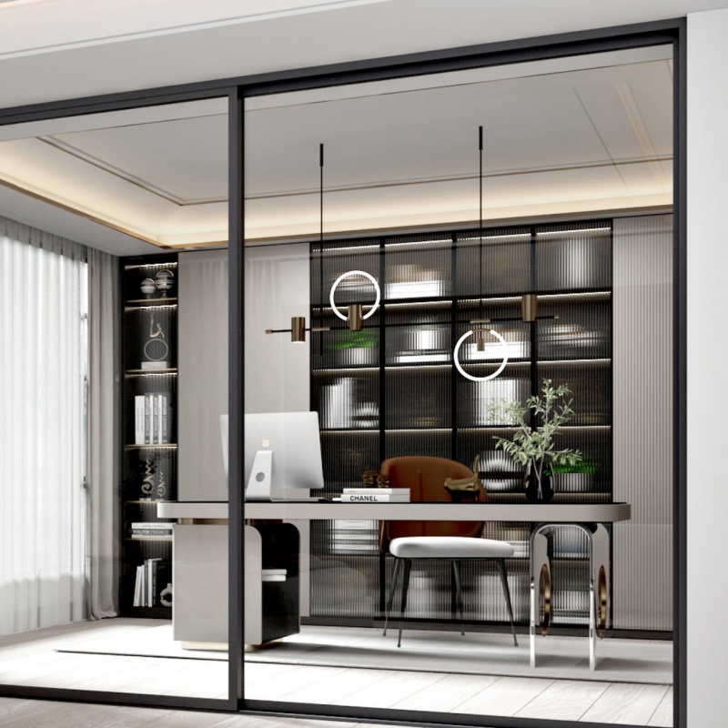 Balcony Patio Exterior Aluminum Door Four Track Smart Electric Glass Sliding Door