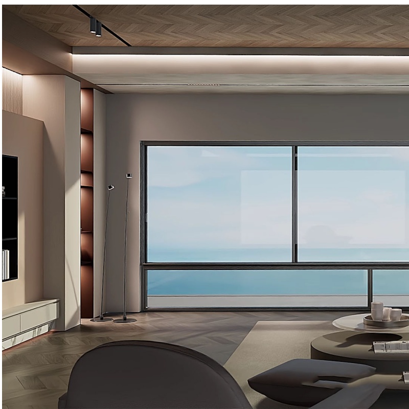 Balcony Patio Exterior Aluminum Door Four Track Smart Electric Glass Sliding Door