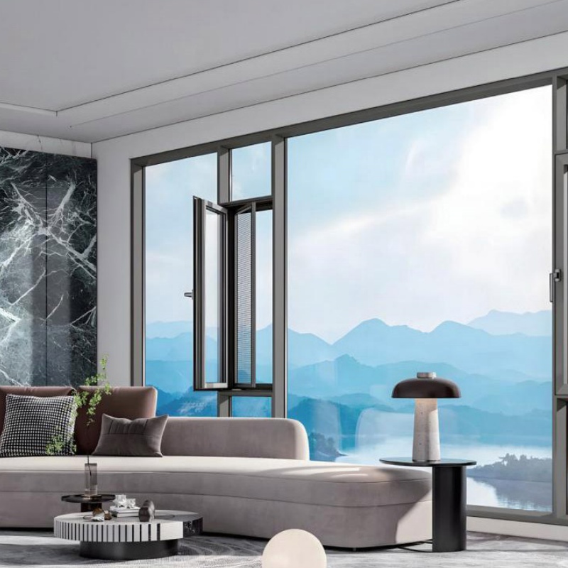Thermal Break Aluminum Casement Window with Concealed Drainage and Flyscreen Included