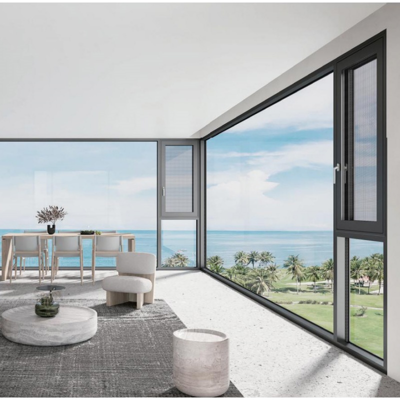 Double Glazed Hollow Glass Tilt and Turn Awning Casement Window with Flyscreen