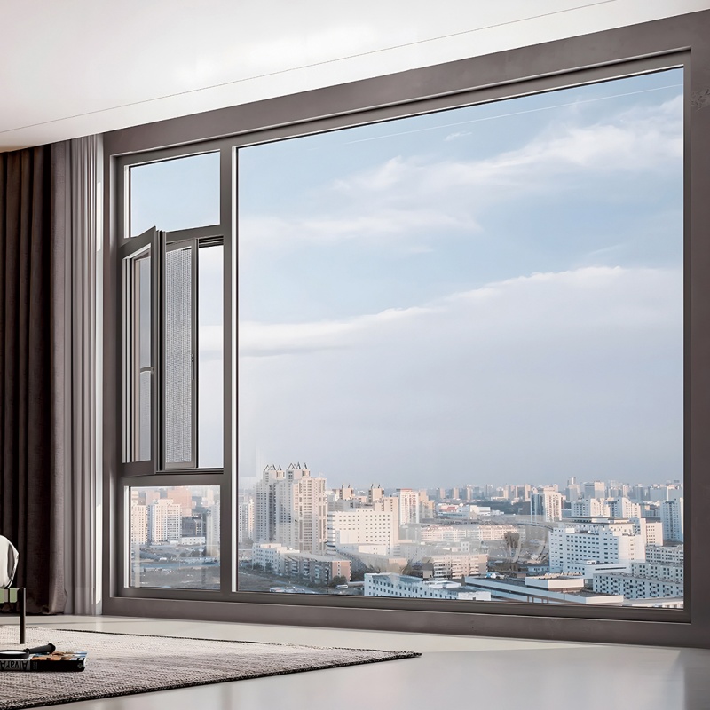 High Performance Energy-Saving Thermal Insulation Outward Inward Aluminum Casement Window with Flyscreen
