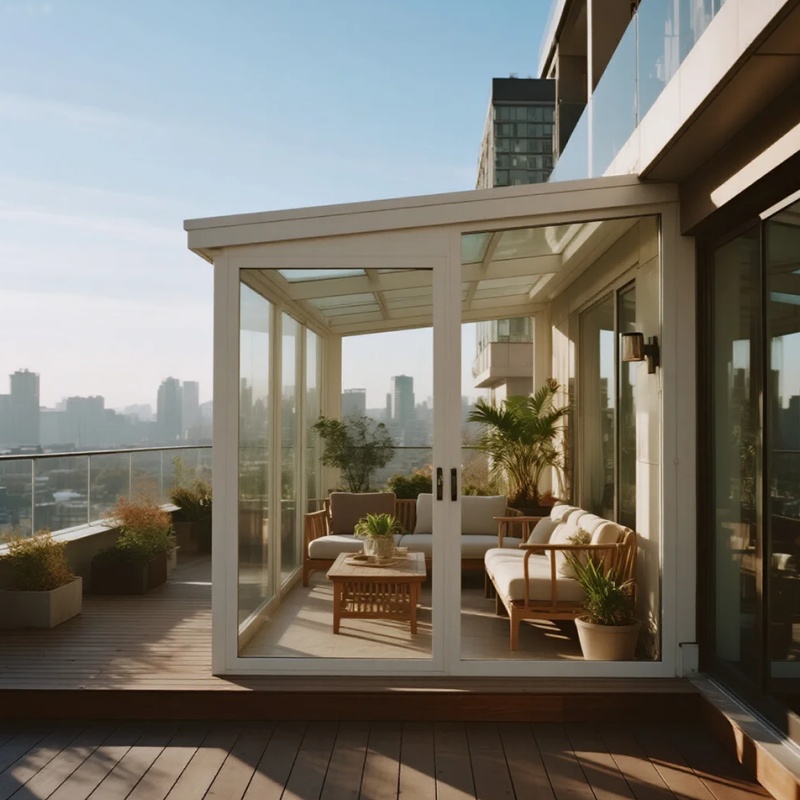 Luxury Aluminum Alloy Electric Movable Roof Sunroom Rain Sensor Smart Control and Thermal Insulated Frame Mobile Sunroom