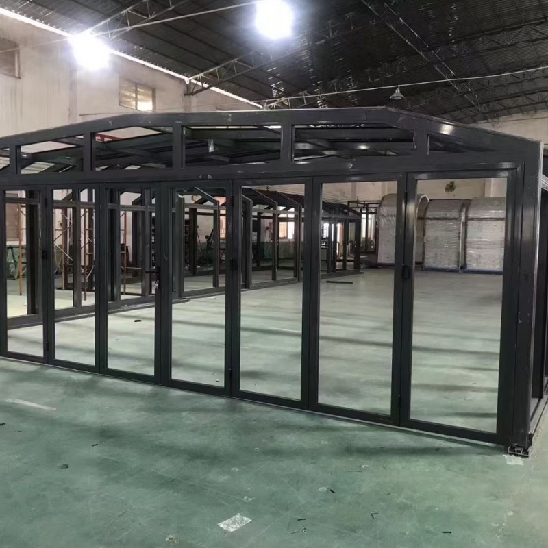 Custom Made Aluminum Electric Retractable Sunroom Contemporary Homes Thermal Break Structure and Double Glass Mobile Sunroom