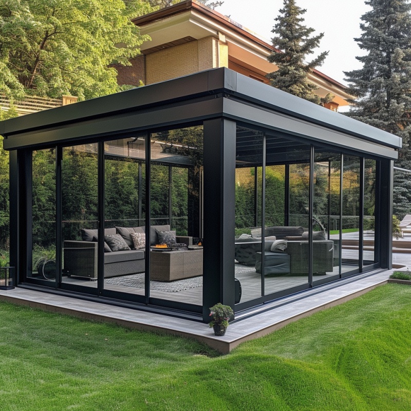 Custom Aluminum Electric Movable Sunroom Contemporary Villas and Commercial Buildings Modern Design Sunroom