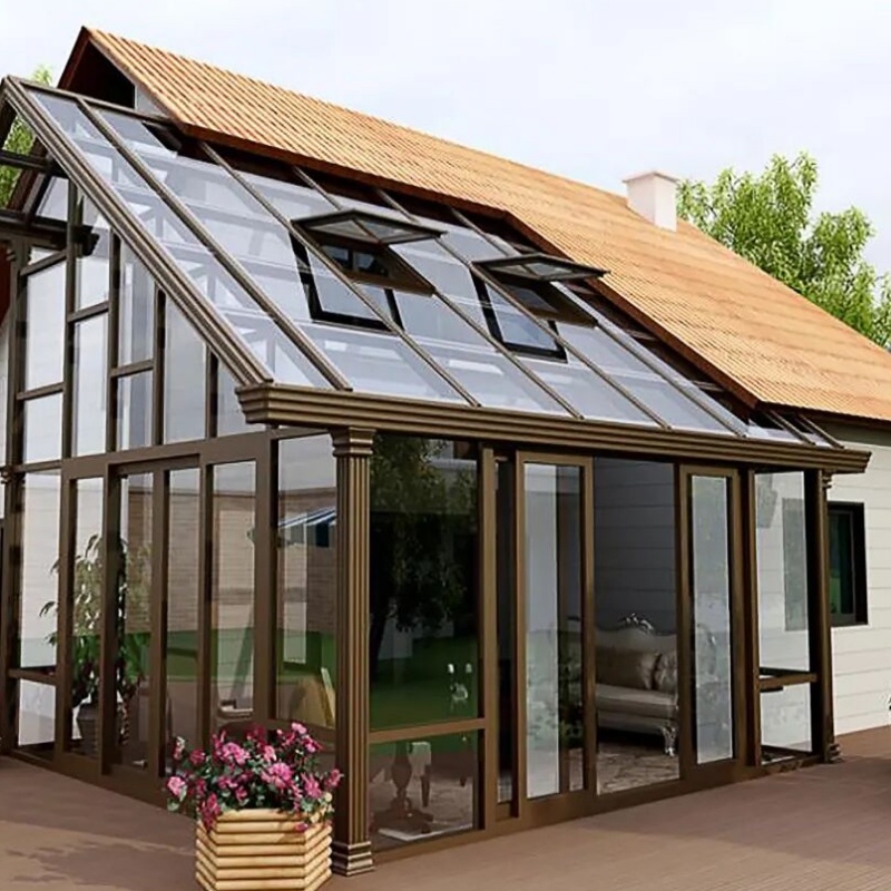 Extendable Gable Roof Aluminum Frame Triangle Molding Outdoor Villa Glass House Sunroom