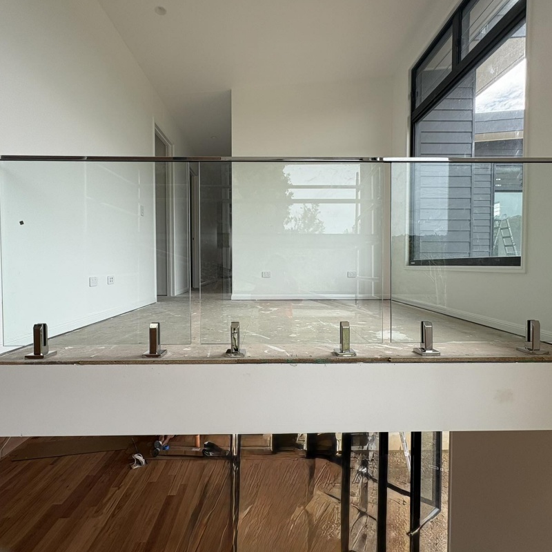 Frameless Tempered Glass Railing Stainless Steel Handrail for Terrace Deck Safety