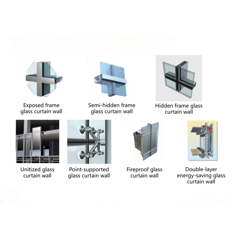 Contemporary Thermal Break Aluminum Frame Glass Sleek City Skylines Curtain Wall
