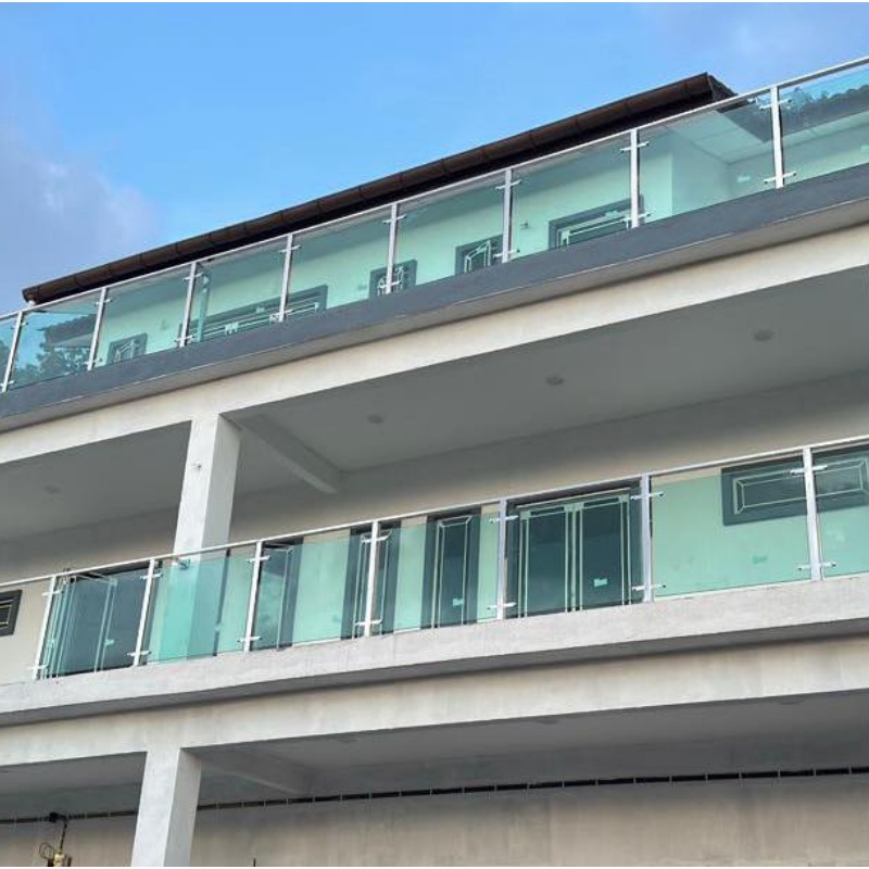Clear Tempered Glass Railing Stainless Steel Handrail System for Residential Balcony