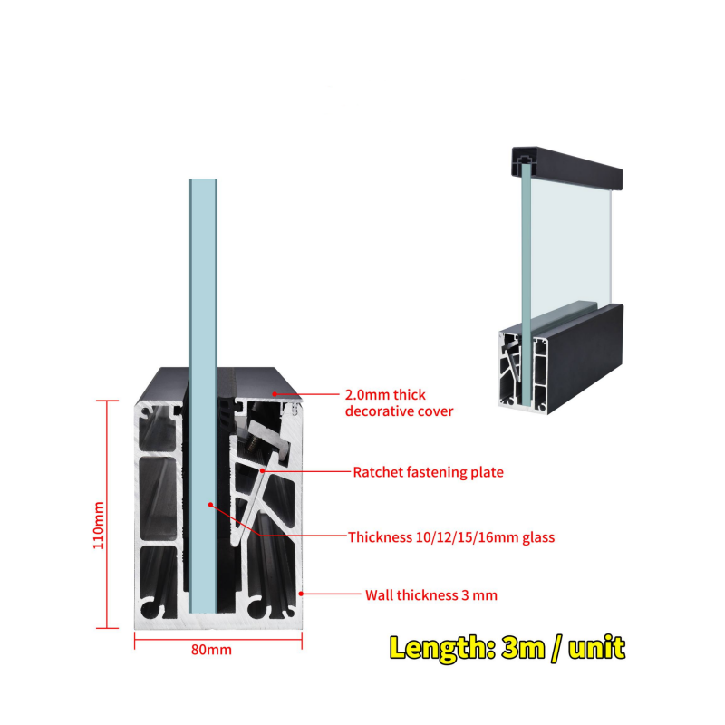 Frameless Tempered Glass Railing System for Balcony Staircase Commercial Residential Architecture Projects