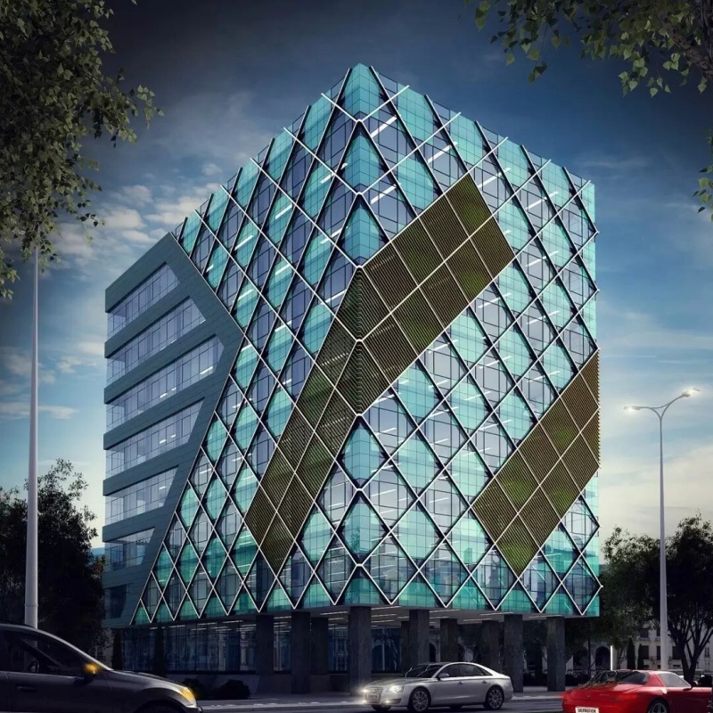 Premium Modern Corporate Office Exteriors Supporting Unitized Glass Curtain Wall