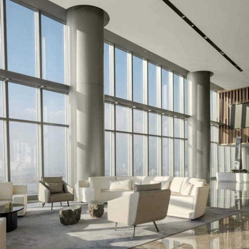 Contemporary Thermal Break Aluminum Frame Glass Sleek City Skylines Curtain Wall