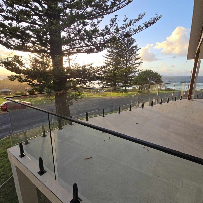 Balcony Glass Railing Stainless Steel Handrail System Frameless Modern Design Outdoor