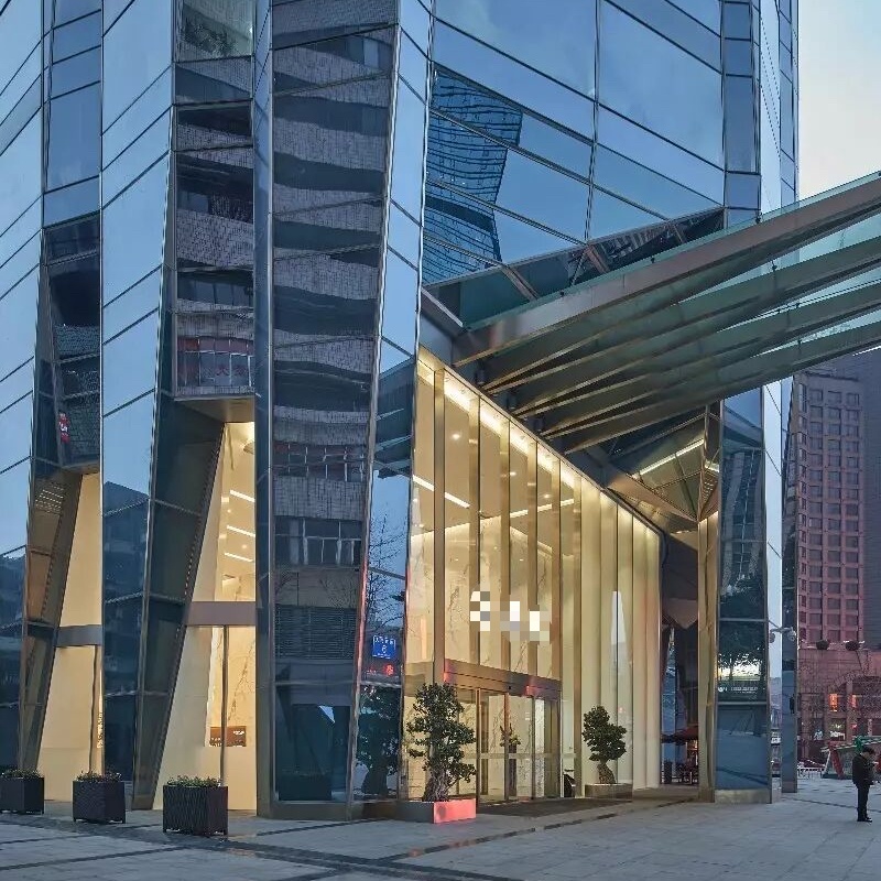 Aluminum Framed Glass System Modern Commercial Facades Balancing Open Curtain Wall