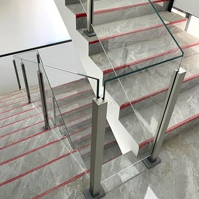 Modern Frameless Glass Railing System for Balcony Staircase Commercial Building Projects