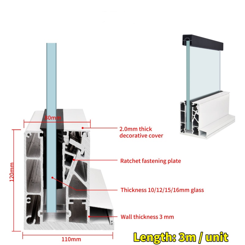 Frameless Glass Balustrade Stainless Steel Handrail for Modern Architectural Projects