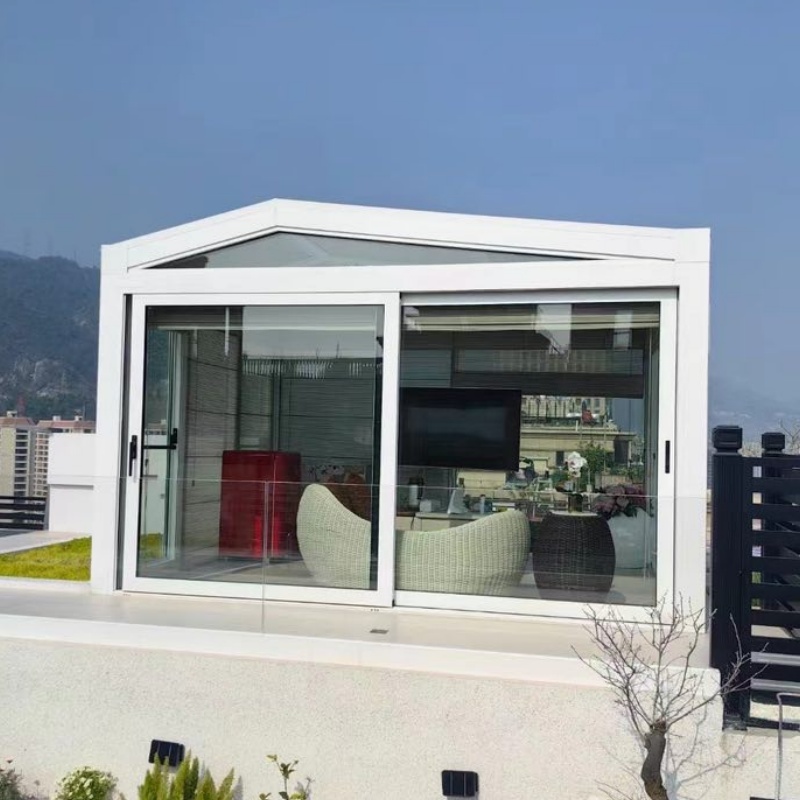 Custom Aluminum Alloy Electric Movable Sunroom Waterproof Structure Double Glass Panels and Modern Appearance Mobile Sunroom