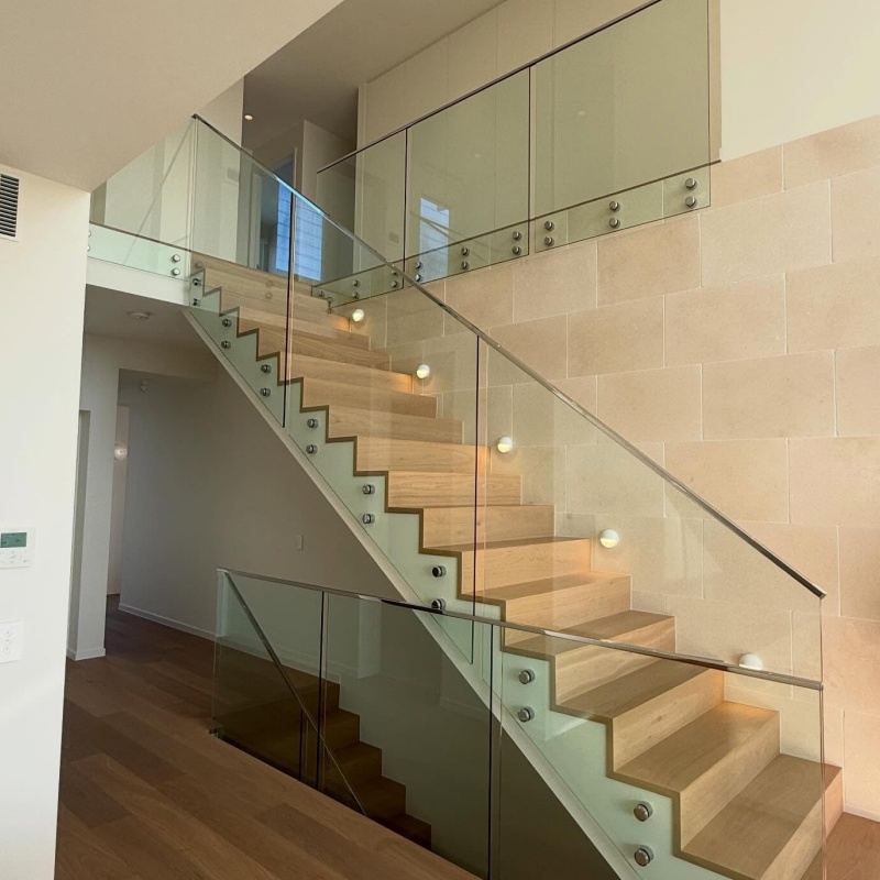 Balcony Glass Guardrail Stainless Steel Handrail Frameless Design for Outdoor Use