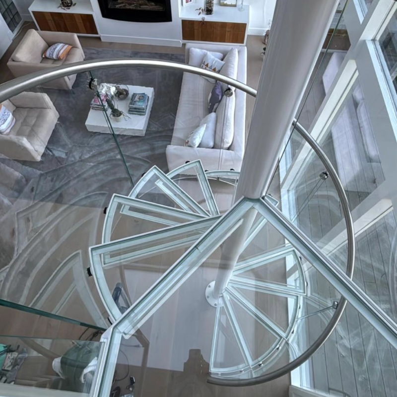 Balcony Glass Railing Stainless Steel Handrail System Frameless Modern Design Outdoor