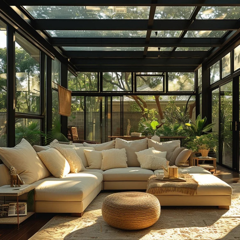 Custom Made Aluminum Electric Retractable Villas Apartments Hotels Energy Saving Features Mobile Sunroom