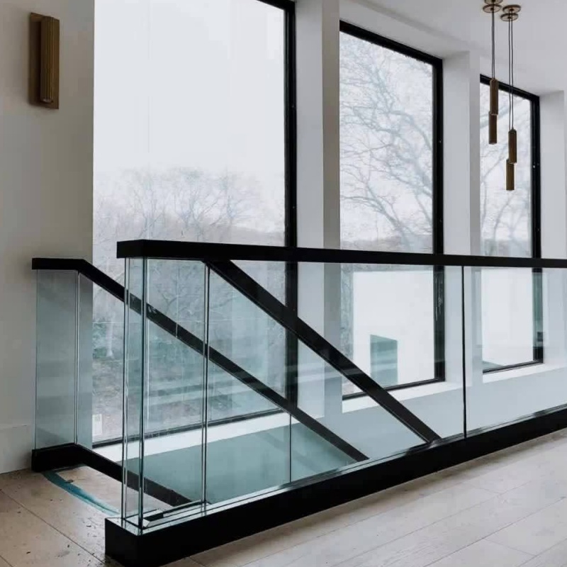 Staircase Glass Railing System Stainless Steel Handrail Indoor Outdoor Modern Design