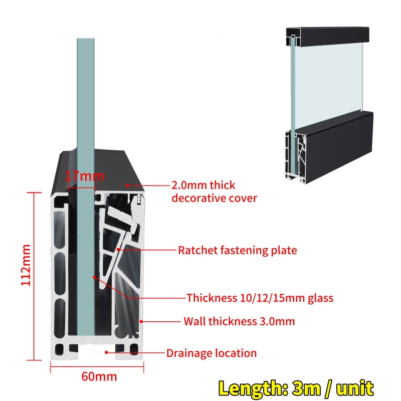 Frameless Glass Guardrail Stainless Steel Handrail for Balcony Terrace Modern Design