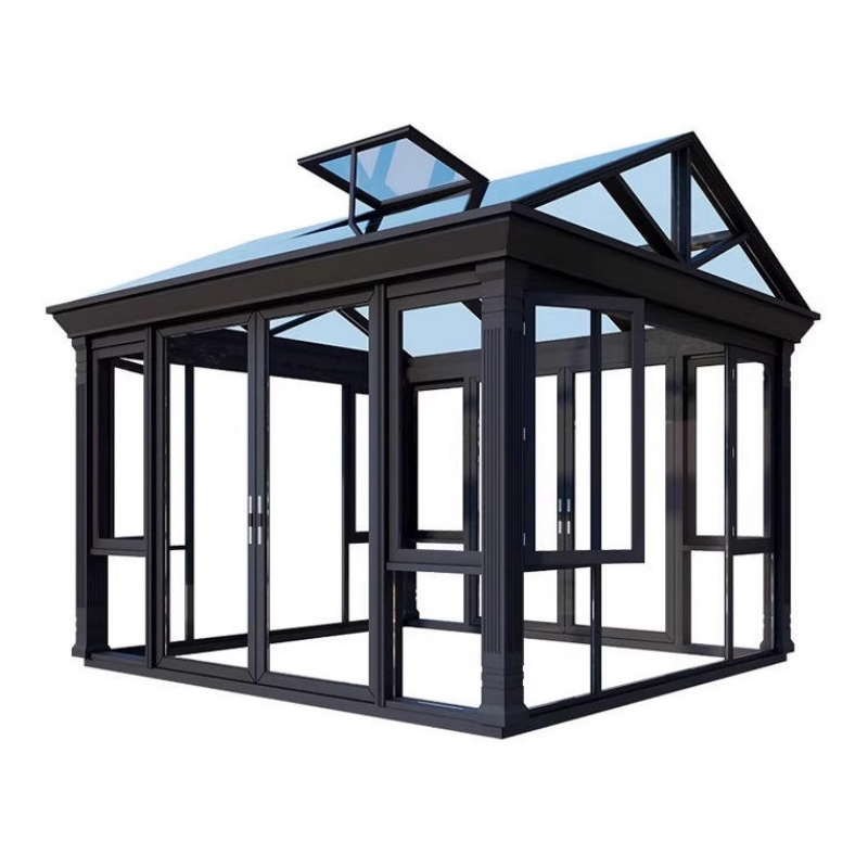 Four Seasons Commercial Coffee Shop Insulated Garden Terrace Glass Roof Prefab House Aluminum Automatic Mobile Retractable Sunroom