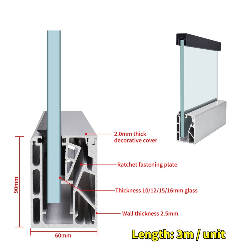 1/2″ 12mm 15mm Monolithic Tempered Glass Railing Systems for Staircase Price