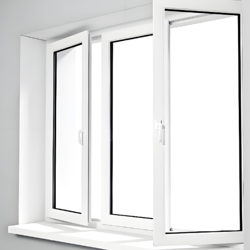 Tryba European Style UPVC PVC Double Tempered Glazed French Windows for Residential