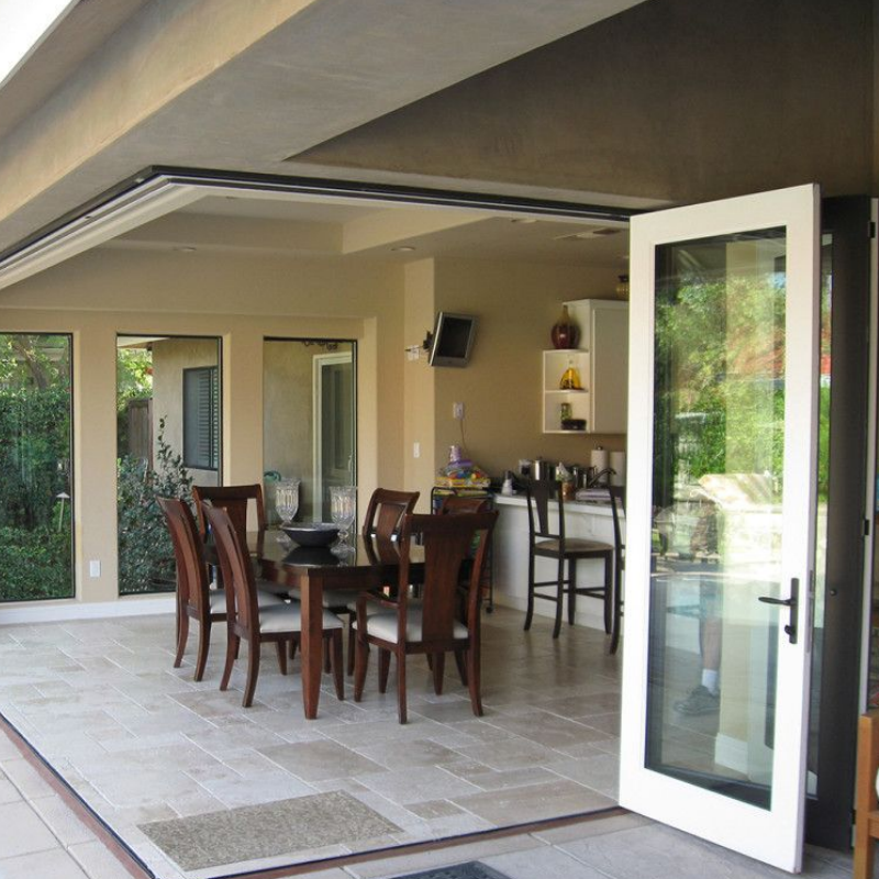 Heat Insulation Exterior Patio Doors Aluminum Double Glass Bi Folding Accordion Doors