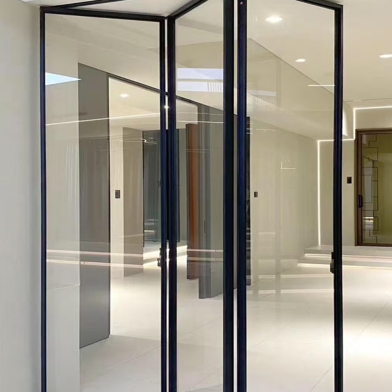 Heat Insulation Exterior Patio Doors Aluminum Double Glass Bi Folding Accordion Doors
