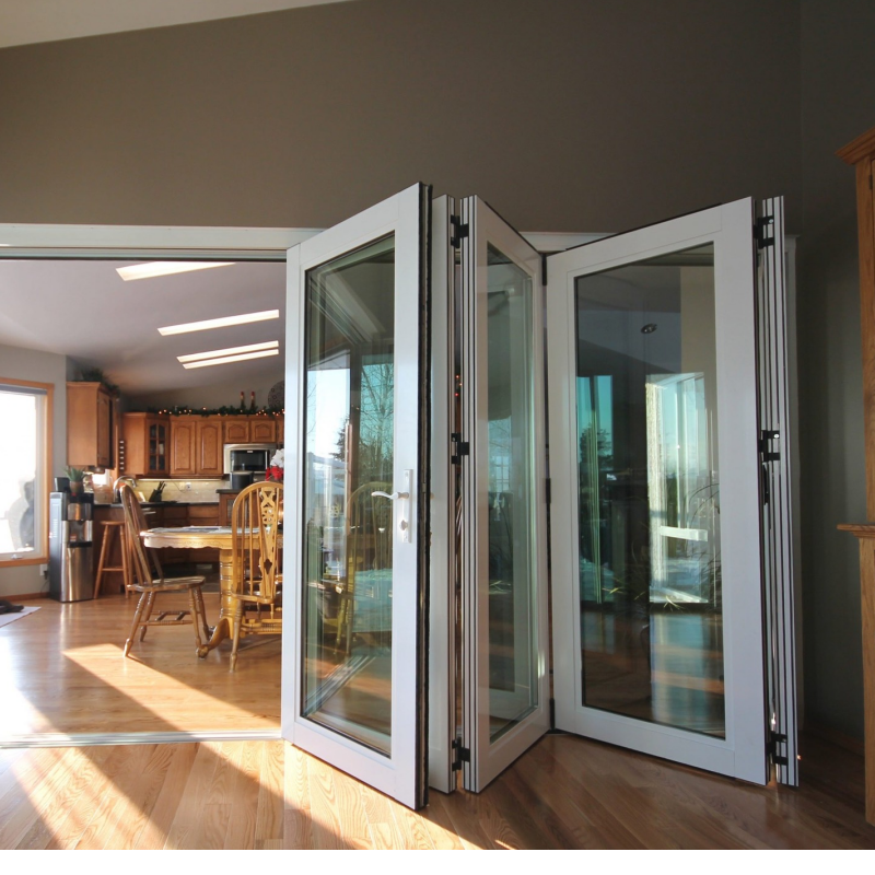 American Modern Design Balcony Aluminum Patio Door Exterior Glass Double Bi-Fold Doors