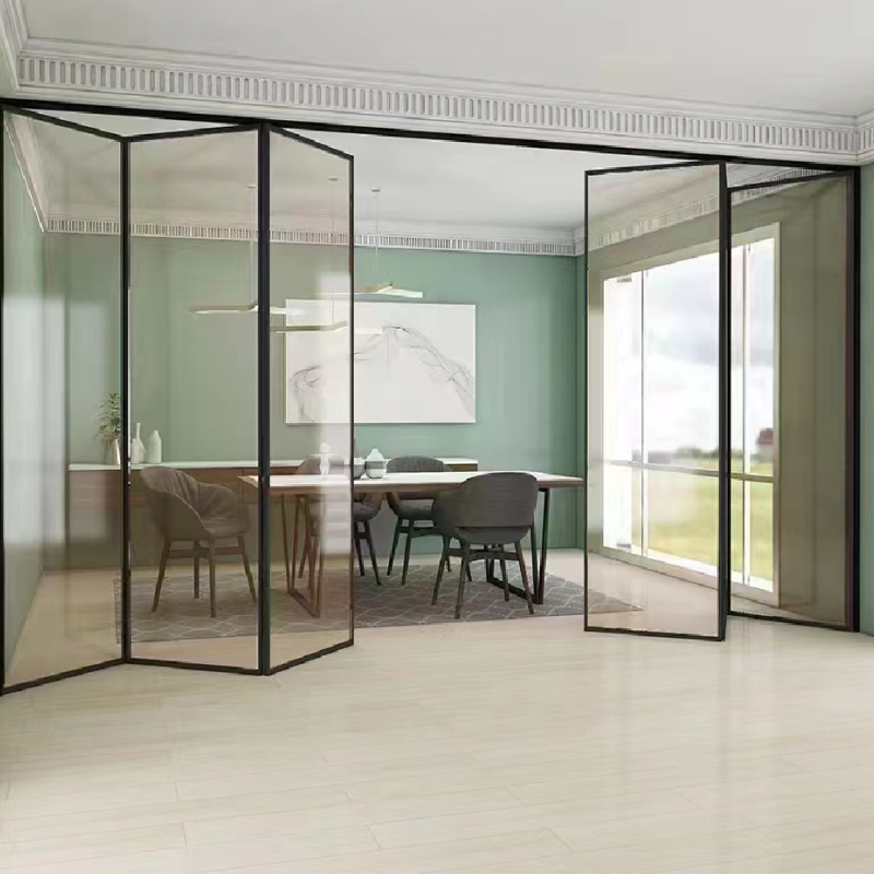 Lightweight Aluminum Folding Glass Bifold Patio Doors with Easy Operation Mechanism