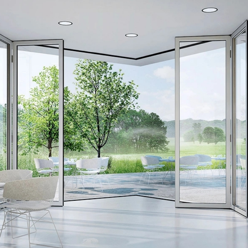 Heavy Duty Coastal Glass Commercial Folding Glass Thermal Breaking Bifold Doors