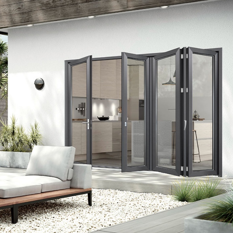 Heavy Duty Coastal Glass Commercial Folding Glass Thermal Breaking Bifold Doors