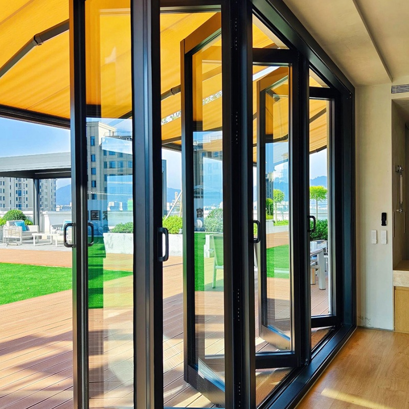 American Modern Design Balcony Aluminum Patio Door Exterior Glass Double Bi-Fold Doors