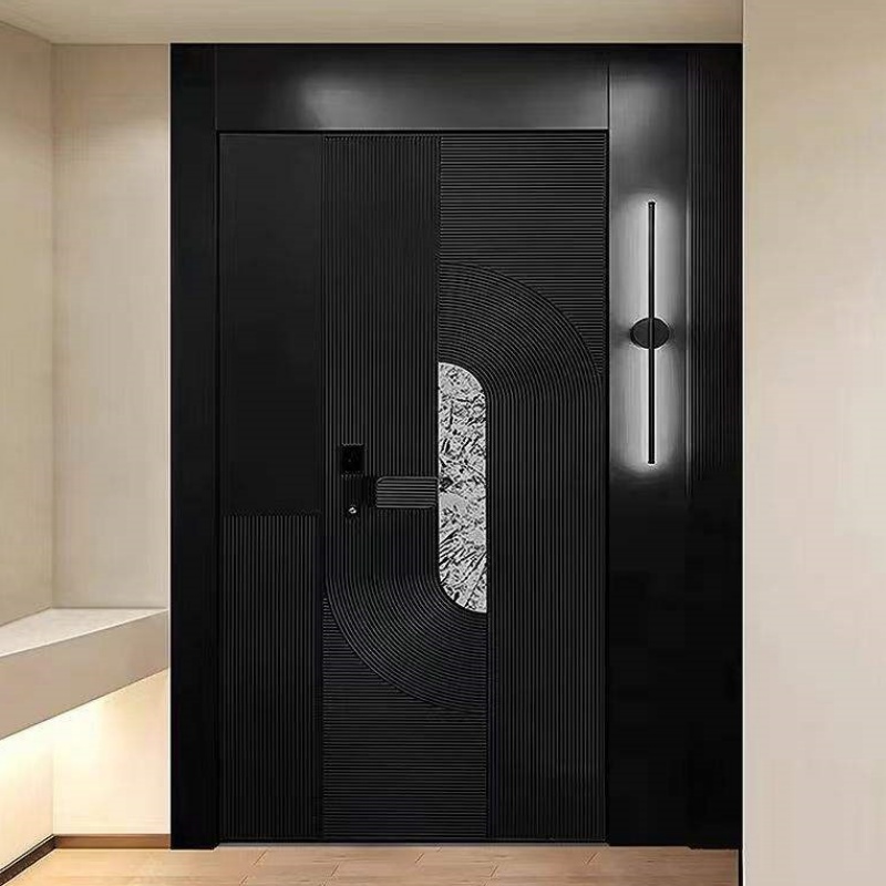Modern Entrance Door Security Stainless Steel Metal Aluminum Carving Door