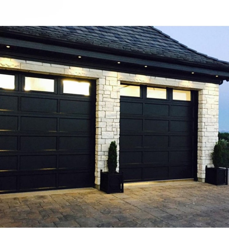 Factory Price Automated 2 Car Customized Waterproof Garage Doors with Small Door