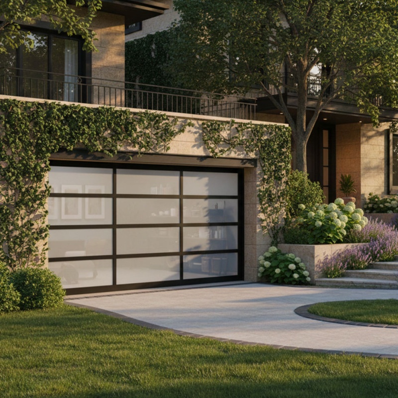 High Quality Wooden Grain White Color Aluminum Garage Door with Windows