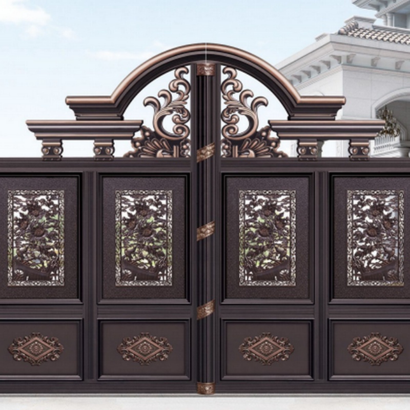 Courtyard Security System Black Color Driveway Sliding Gate Customized Drive Way Easy Maintenance Aluminum Gate