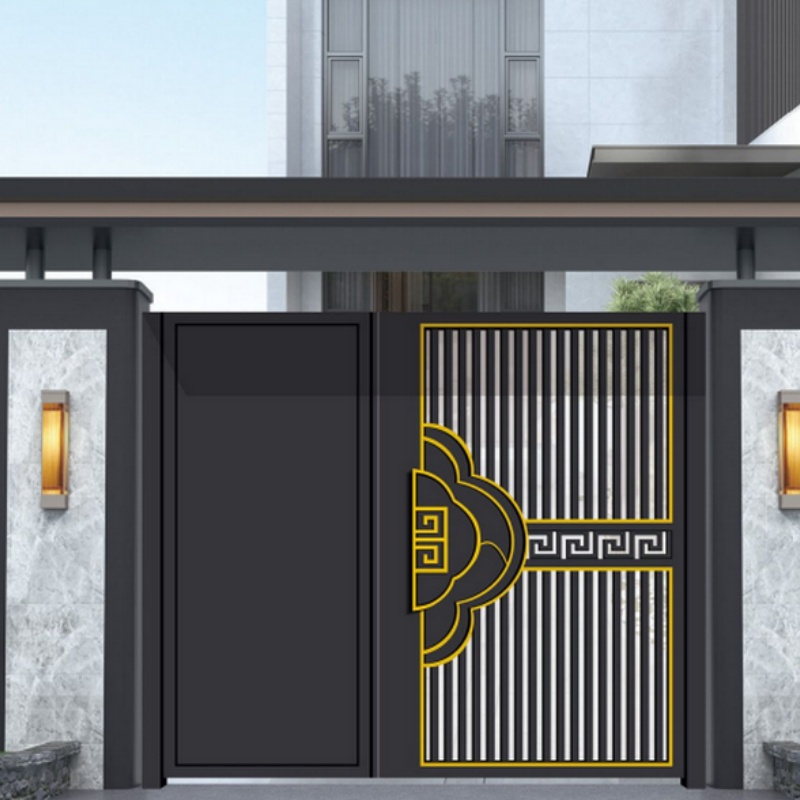 Courtyard Security System Black Color Driveway Sliding Gate Customized Drive Way Easy Maintenance Aluminum Gate