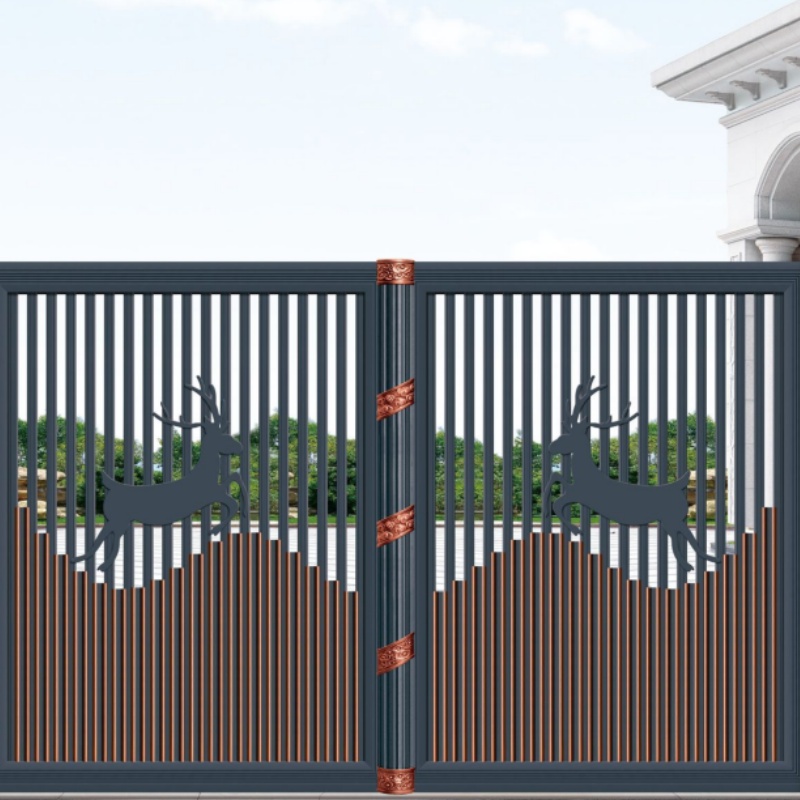 New Style Aluminum Factory Decorative Swing Aluminum House Gate Grill Design Villa Door Courtyard Entrance Sliding Gate