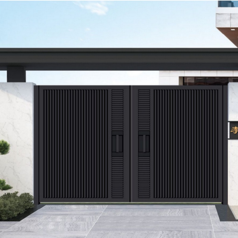 Courtyard Security System Black Color Driveway Sliding Gate Customized Drive Way Easy Maintenance Aluminum Gate