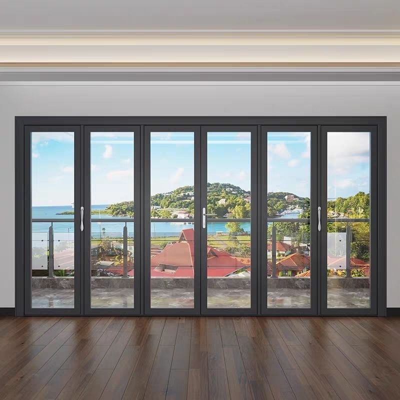 Frameless Bi Folding Glass Doors Exterior Aluminum