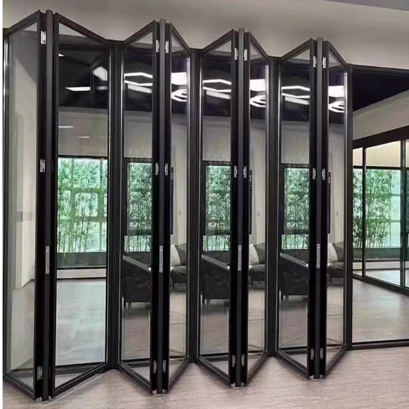 American Modern Style Waterproof Bifold Doors Windows Aluminum Balcony Glass Sliding Folding Door