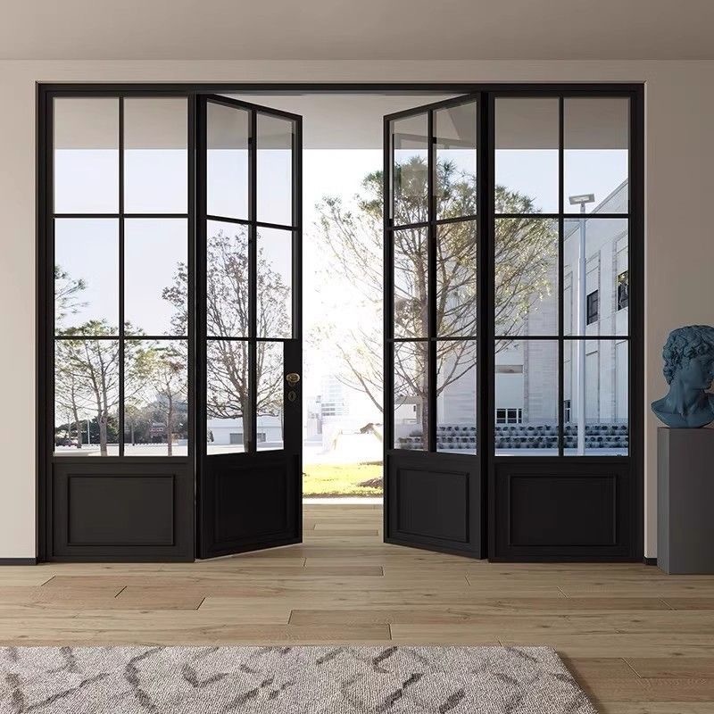 Bieye Window Wholesale Price French Doors and Windows Chinese Retro Style Design Aluminum Alloy Slimline Narrow Frame Metal Windows